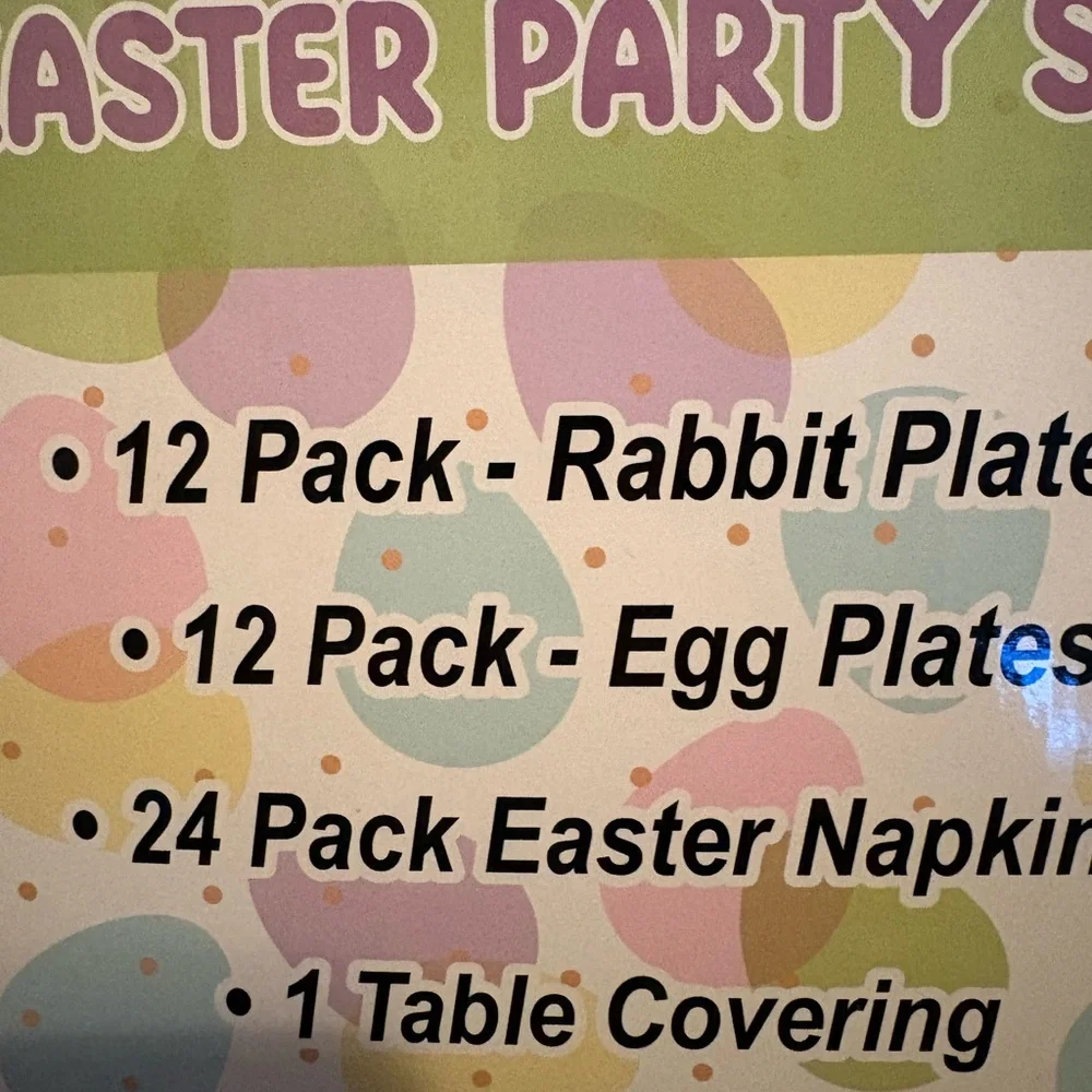 Easter Party Set with Bunny and Egg Plates - Yellow and Purple NWB